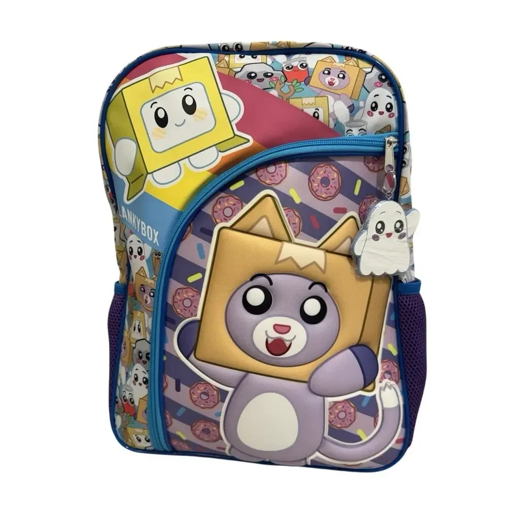Bioworld LankyBox Kids Backpack Purple Pink Polyester Zip Reflective Strap NEW